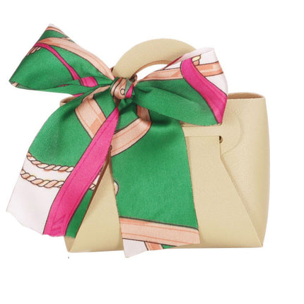 6 bomboniere a forma di borsetta con foulard portaconfetti per eventi