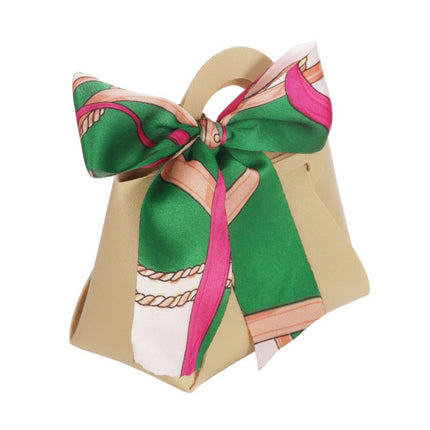 6 bomboniere a forma di borsetta con foulard portaconfetti per eventi