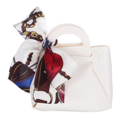 6 bomboniere a forma di borsetta con foulard portaconfetti per eventi