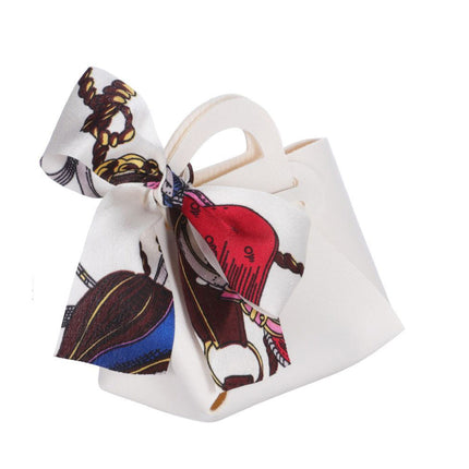 6 bomboniere a forma di borsetta con foulard portaconfetti per eventi