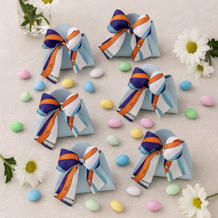 6 bomboniere a forma di borsetta con foulard portaconfetti per eventi