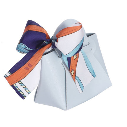 6 bomboniere a forma di borsetta con foulard portaconfetti per eventi