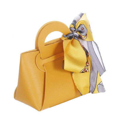 6 bomboniere a forma di borsetta con foulard portaconfetti per eventi