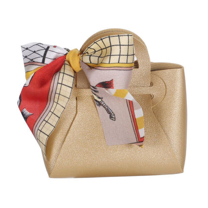6 bomboniere a forma di borsetta con foulard portaconfetti per eventi