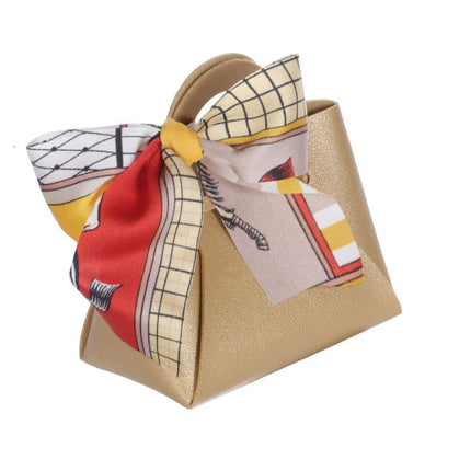 6 bomboniere a forma di borsetta con foulard portaconfetti per eventi