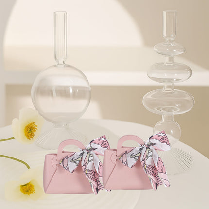 6 bomboniere a forma di borsetta con foulard portaconfetti per eventi