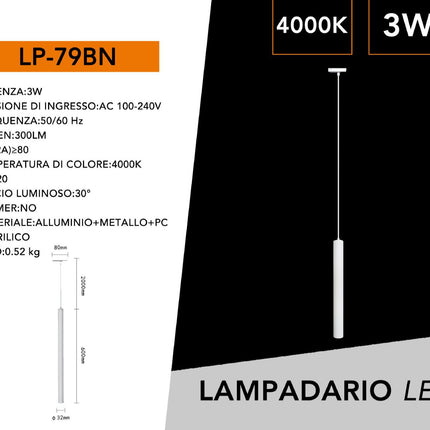 LAMPADA DA SOFFITTO/3W/4000K/BIANCO - enzoled