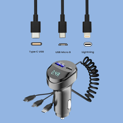 Caricabatteria accendisigari universale da auto 3IN1 12/24V 3.1A