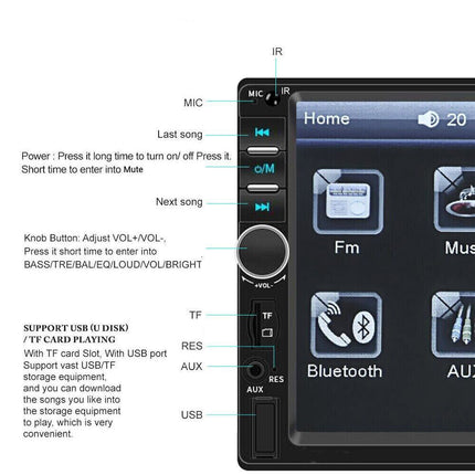 Autoradio con monitor 7” 2 DIN touch con telecomando bluetooth usb/tf/sd  aux - enzoled