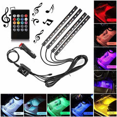 4 barre con 12 led rgb con per auto strip led con cavo accendisigari 12v con telecomando - enzoled