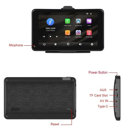 Monitor 7 pollici CarPlay Bluetooth per smartphone cellulare Ios e Android touchscreen autoradio FM uscita aux slot tf card - enzoled