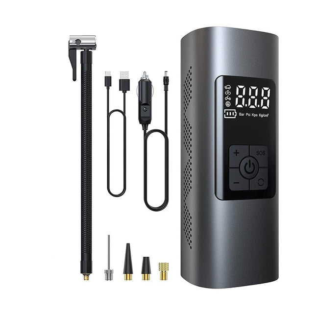 Compressore ad aria con vari accessori gonfiatore per ruote auto e moto ricaricabile - enzoled