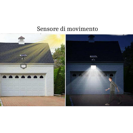 Faretto con pannello solare a led cob con sensore crepuscolare e di movimento con telecomando 6500k IP65 - enzoled