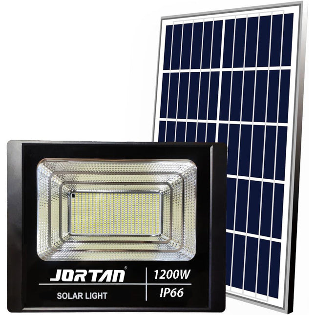 Faro led con pannello solare 1200 watt faretto con sensore crepuscolare illuminazione da esterno Ip66 luce fredda 6500k - enzoled
