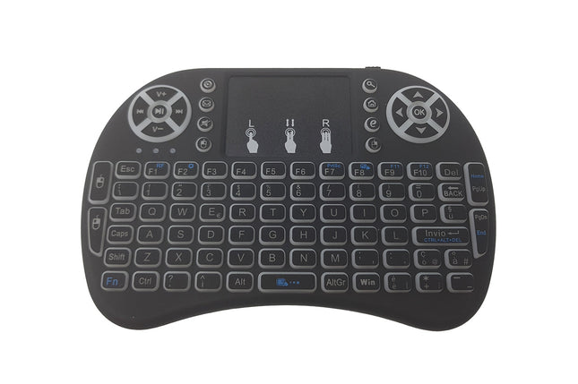 Mini tastiera wireless retroilluminata ricaricabile tastierino per smart tv mouse touch pad per tablet cellulare - enzoled