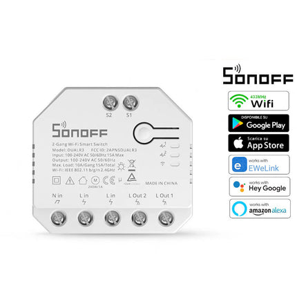 Interruttore smart intelligente SONOFF Dualr3r wireless wifi  con app per tablet smartphone - enzoled