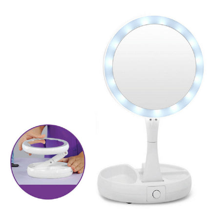 Specchio richiudibile con luci led specchietto ricaricabile portatile con zoom 10x - enzoled