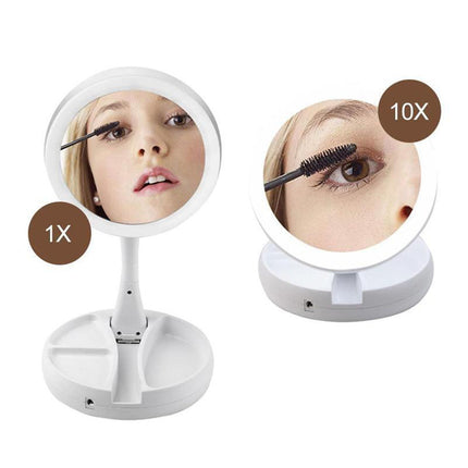 Specchio richiudibile con luci led specchietto ricaricabile portatile con zoom 10x - enzoled