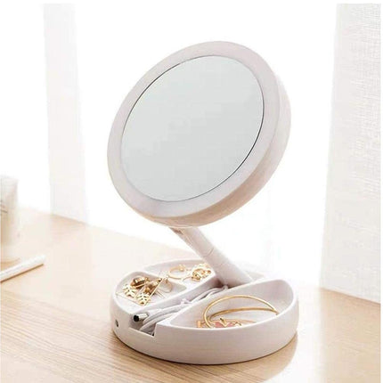 Specchio richiudibile con luci led specchietto ricaricabile portatile con zoom 10x - enzoled
