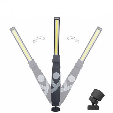 Torcia ricaricabile pieghevole a led cob lampada da lavoro con base calamitata magnetica luce dimmerabile di ispezione campeggio - enzoled