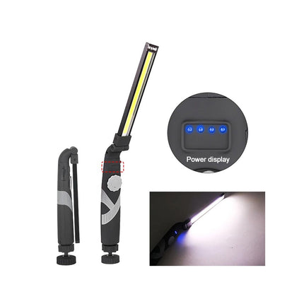 Torcia ricaricabile pieghevole a led cob lampada da lavoro con base calamitata magnetica luce dimmerabile di ispezione campeggio - enzoled