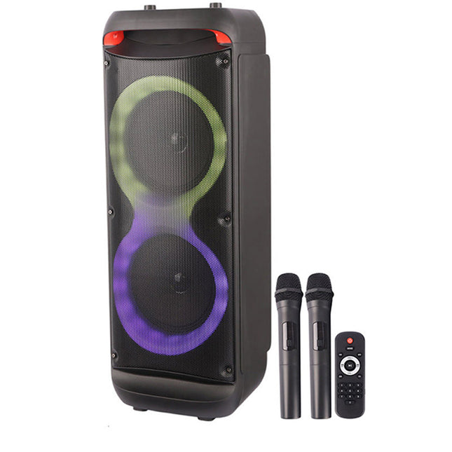 Cassa karaoke bluetooh 40 watt 2 microfoni e telecomando luci rgb