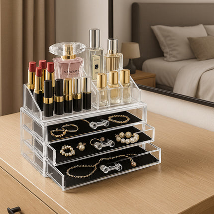 Organizer per trucchi 16 scomparti 3 cassetti porta gioielli enzoled