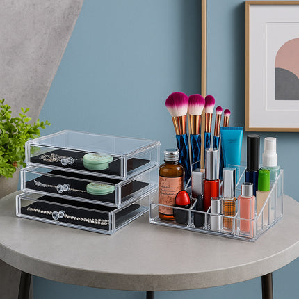 Organizer per trucchi 16 scomparti 4 cassetti porta gioielli enzoled