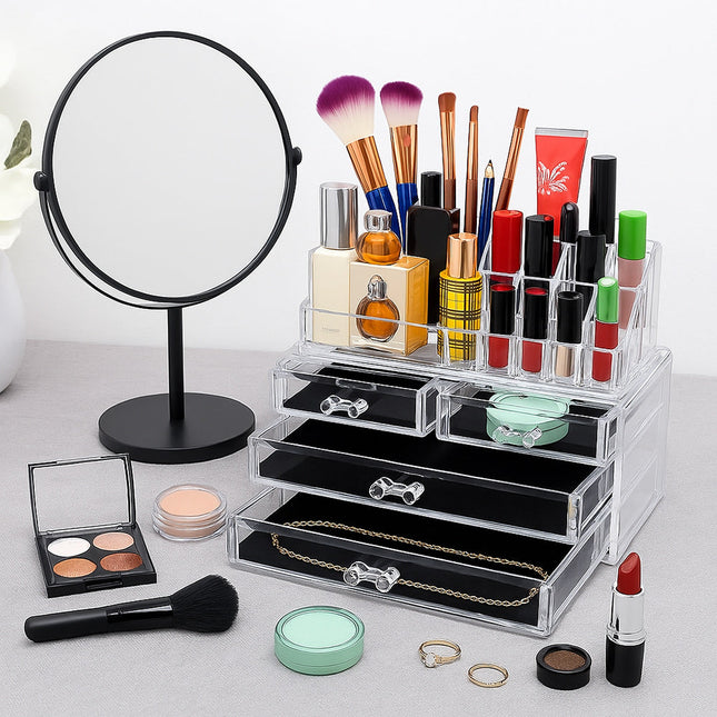 Organizer per trucchi 16 scomparti 4 cassetti porta gioielli enzoled