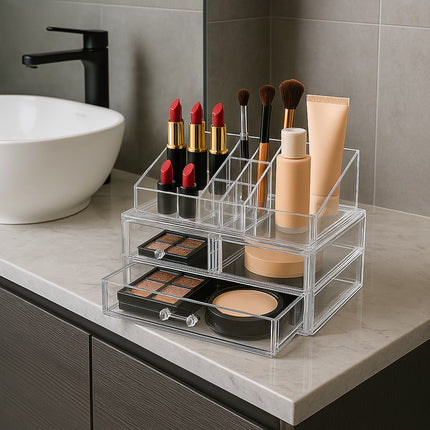 Organizer per trucchi 16 scomparti 2 cassetti piccoli 1 grande enzoled
