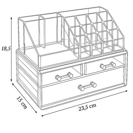 Organizer per trucchi 16 scomparti 2 cassetti piccoli 1 grande enzoled
