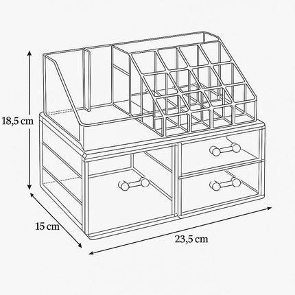 Organizer trucchi 16 scomparti 1 cassetto grande 1 medio 1 piccolo enzoled