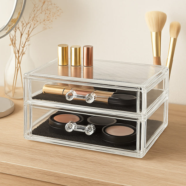Organizer portatrucchi 2 cassetti organizzatore cosmetici make up enzoled