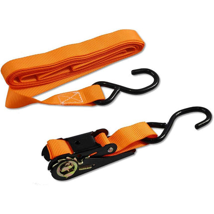Cinghia di ancoraggio 4 pezzi con tenditore a cricchetto e ganci a  S carico massimo 250 kg nastro di fissaggio per merci e bagaglio 5 metri x 25 mm - enzoled