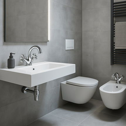 Rubinetto lavabo due manopole miscelatore da bagno modello Roma enzoled