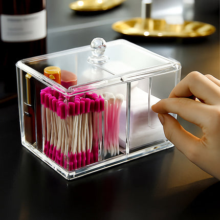 Contenitore con coperchio porta cotton fioc make up organizer con foro enzoled