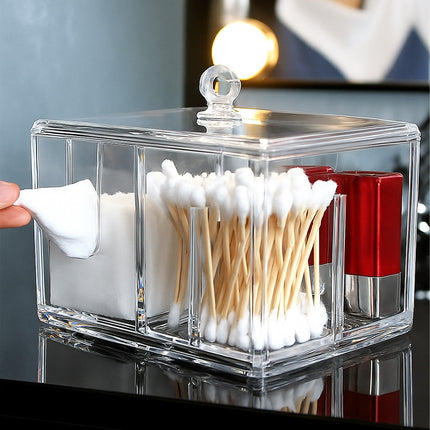Contenitore con coperchio porta cotton fioc make up organizer con foro enzoled
