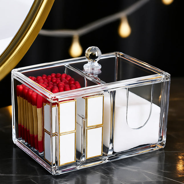 Contenitore con coperchio porta cotton fioc make up organizer con foro enzoled