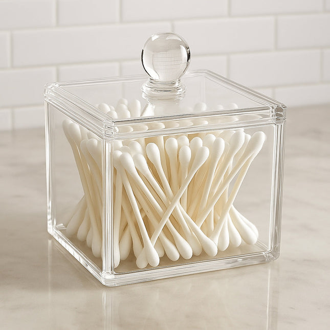 Contenitore con coperchio porta cotton fioc make up gioielli organizer enzoled