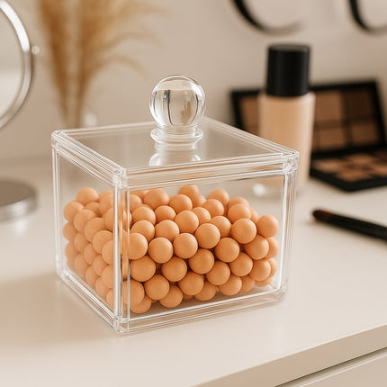 Contenitore con coperchio porta cotton fioc make up gioielli organizer enzoled