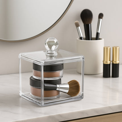 Contenitore con coperchio porta cotton fioc make up gioielli organizer enzoled