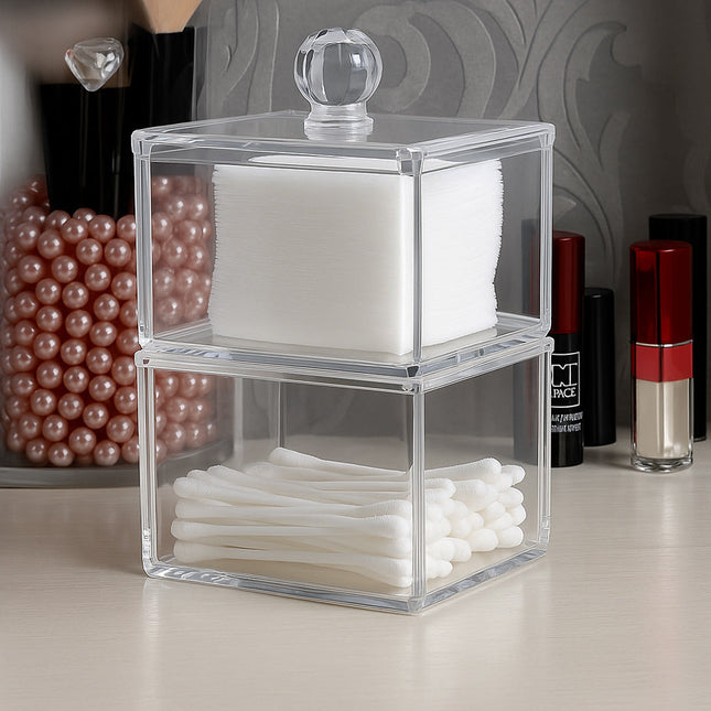 Contenitore porta cotton fioc make up gioielli organizer 2 ripiani enzoled