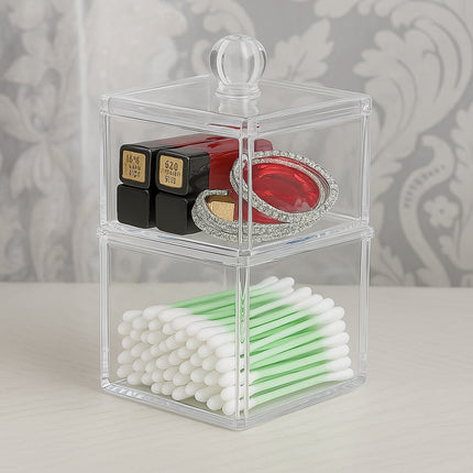 Contenitore porta cotton fioc make up gioielli organizer 2 ripiani enzoled