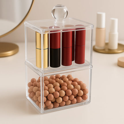 Contenitore porta cotton fioc make up gioielli organizer 2 ripiani enzoled