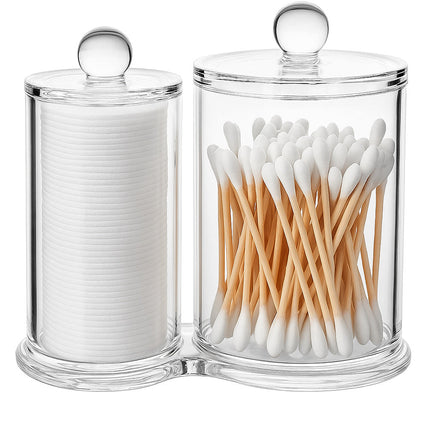 Contenitore porta cotton fioc make up organizer 2 cilindri da bagno enzoled