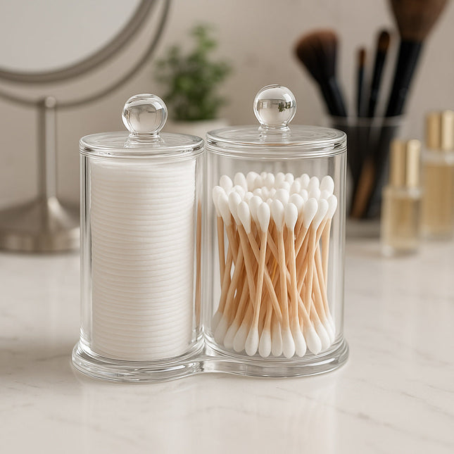 Contenitore porta cotton fioc make up organizer 2 cilindri da bagno enzoled