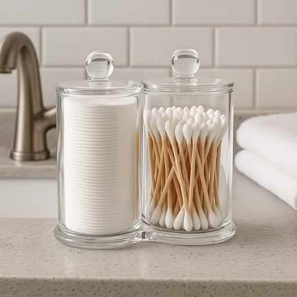 Contenitore porta cotton fioc make up organizer 2 cilindri da bagno enzoled