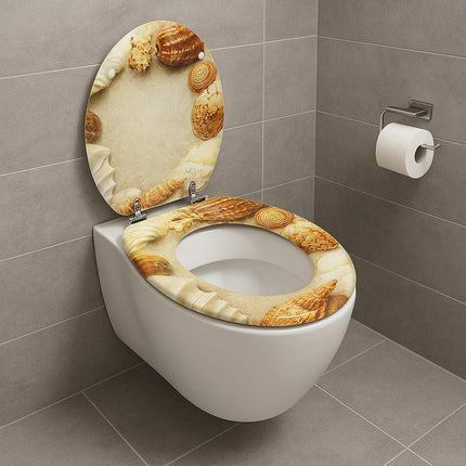 Copriwater universale in legno mdf con cerniere con stampa spiaggia