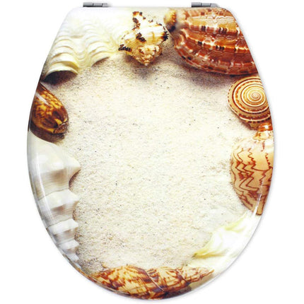Copriwater universale in legno mdf con cerniere con stampa spiaggia