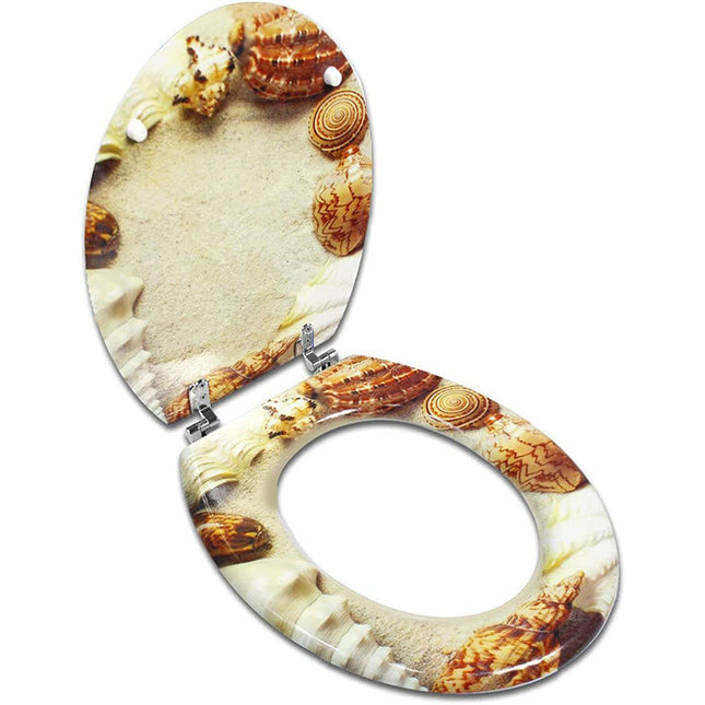 Copriwater universale in legno mdf con cerniere con stampa spiaggia